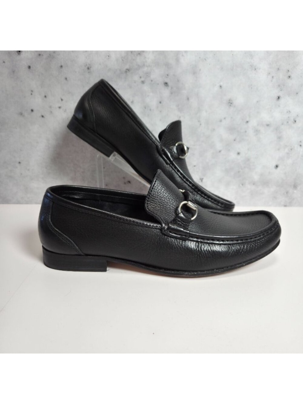 Sandrino Mens Sorrento Black Leather Loafers Horsebit Size 8.5 D Made In Spain